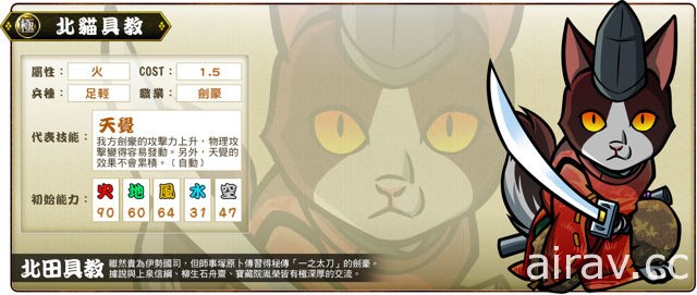 《信喵之野望》搶先日本推出「佐久喵盛政(稀)」 合戰新玩法「本陣戰」上陣