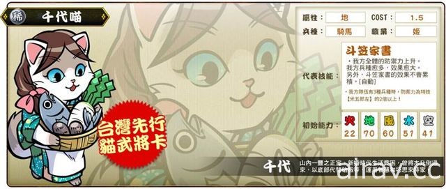 《信喵之野望》推出「疑似背叛之貓」改版 搶先日本推出台灣先行卡「千代喵」