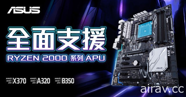 华硕 AM4 系列主机板全面支援 AMD Ryzen 2000 系列 APU
