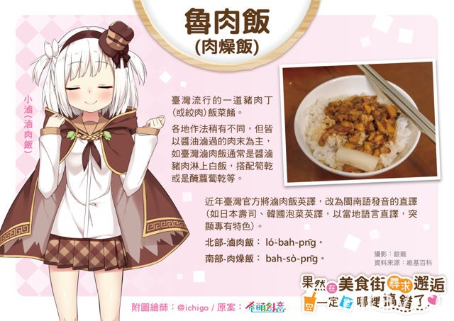 台湾小吃拟人企划公开第 3 波“小卤”卤肉饭拟人化角色