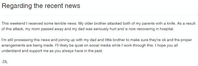 知名《英雄聯盟》選手 Doublelift 的哥哥持刀攻擊父母 母親傷重過世、父親接受治療中
