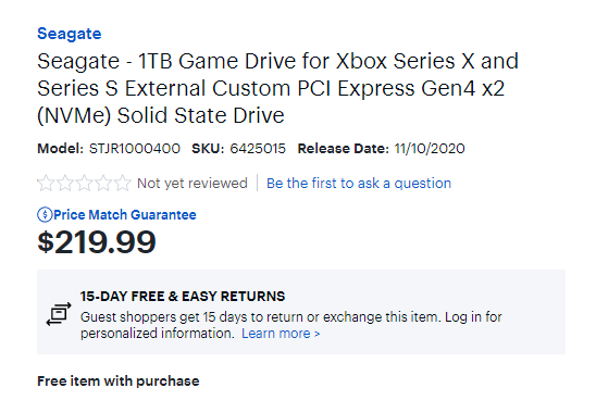 Seagate 宣布推出 Xbox Series X 專用 1TB 擴充卡 北美零售通路曝光價格約 6400 元