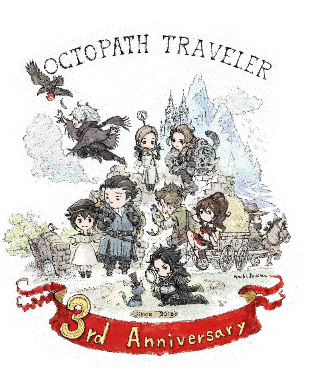 《歧路旅人 Octopath Traveler》上市届满三周年 官方释出庆祝用贺图