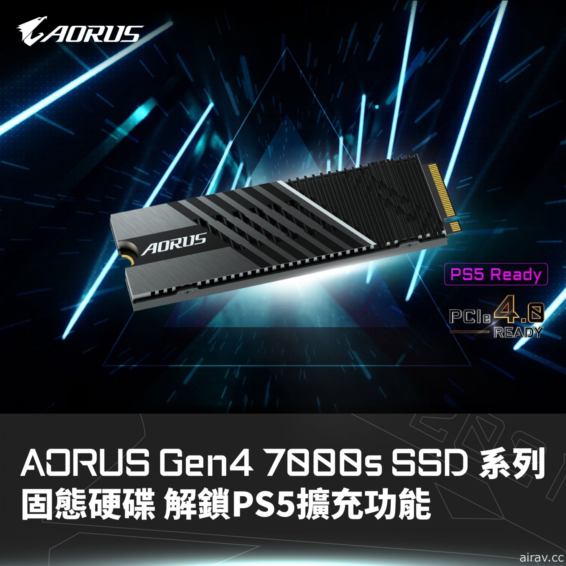技嘉宣布 AORUS Gen4 7000s SSD 解鎖 PS5 擴充功能 釋出新版最佳化韌體