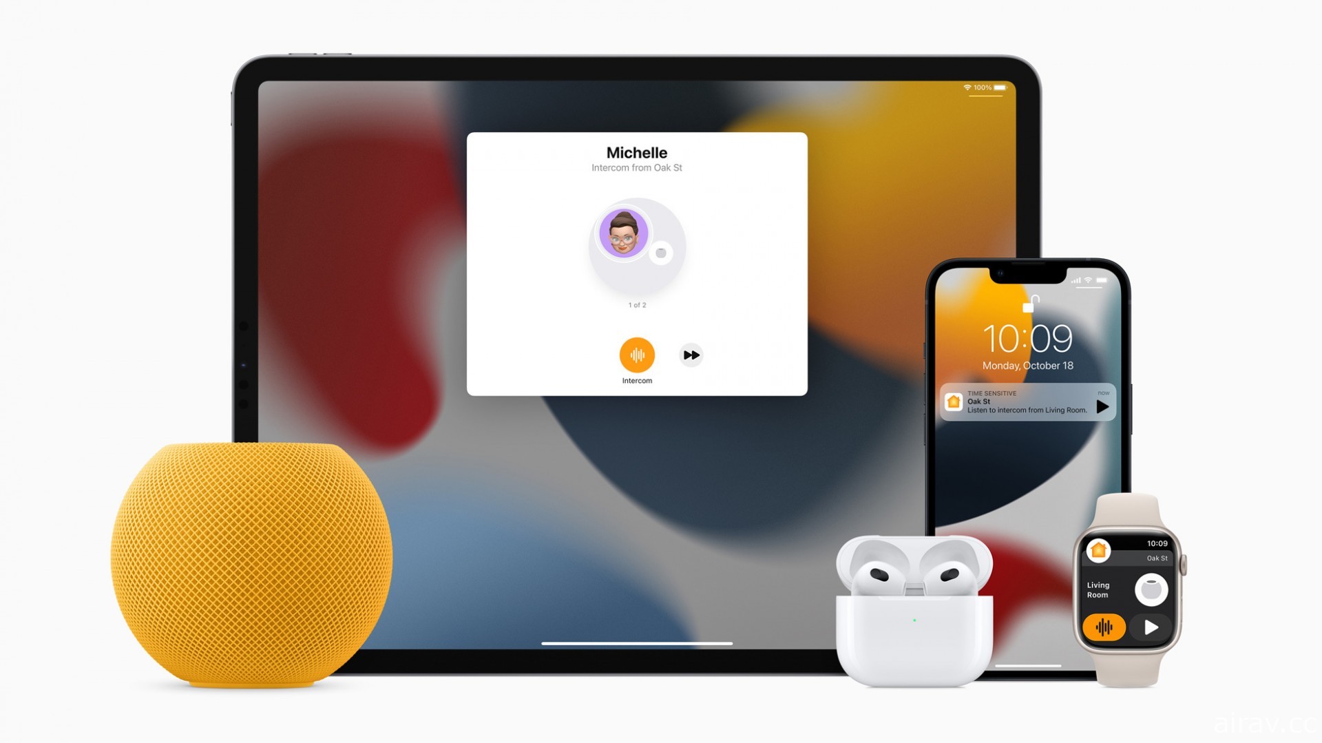 Apple 宣佈將於 11 月 2 日推出黃色、橙色和藍色 HomePod mini